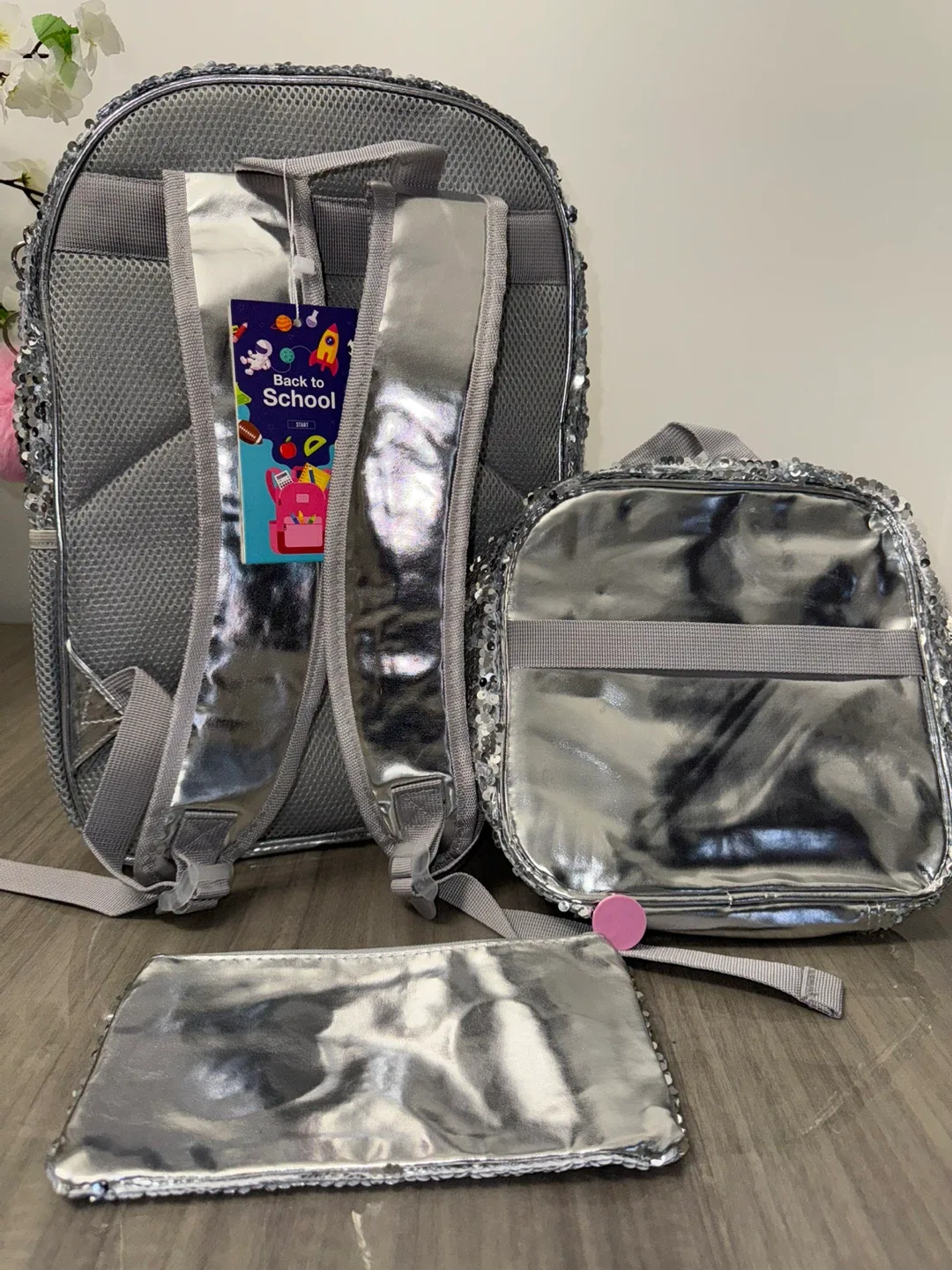 MeetBelify Silver Sequin Backpack Set - New image indicator(4)