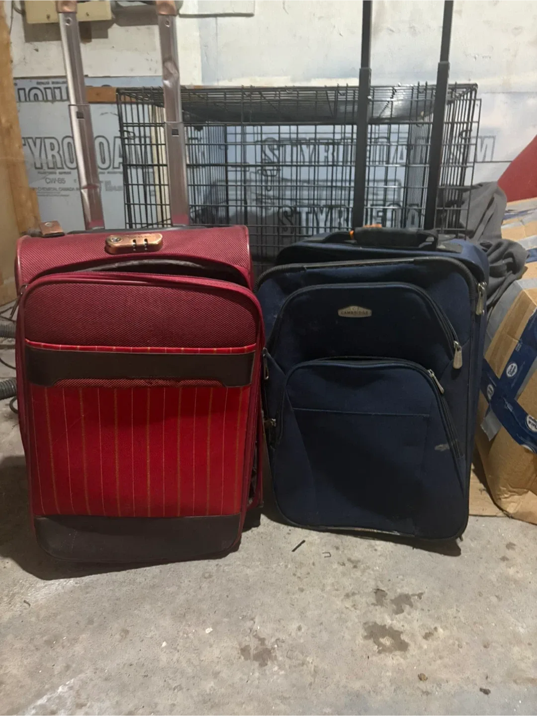 Rolling Suitcase - Burgundy and Blue thumbnail