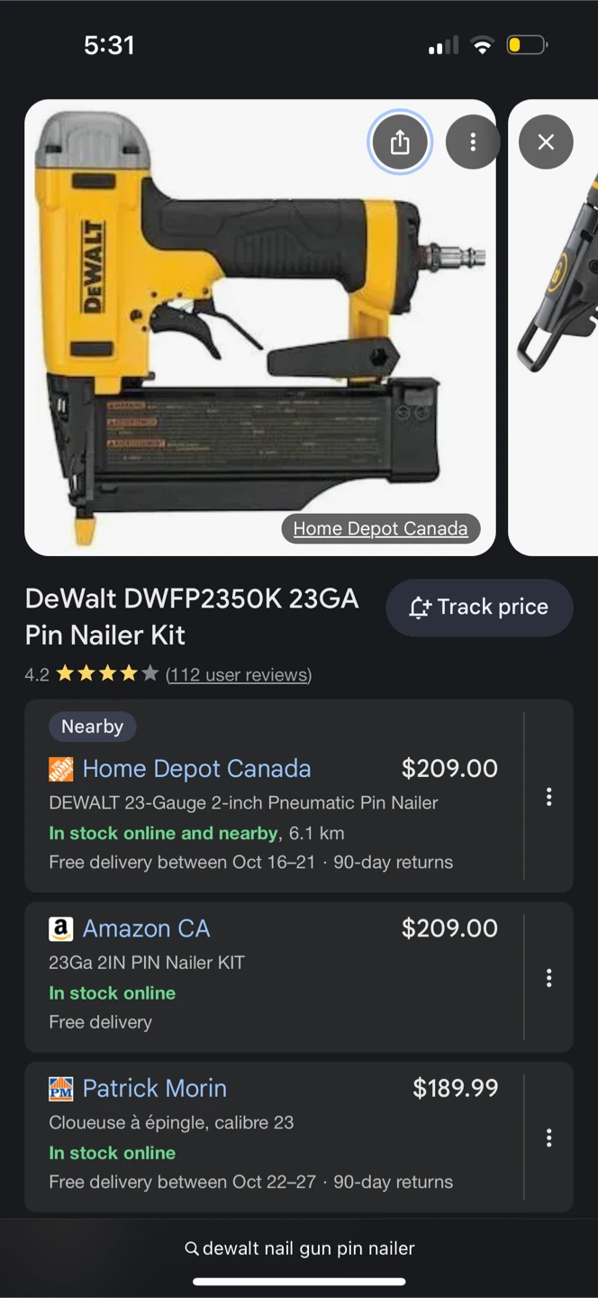 DeWalt DWFP2350K 23GA Pin Nailer Kit