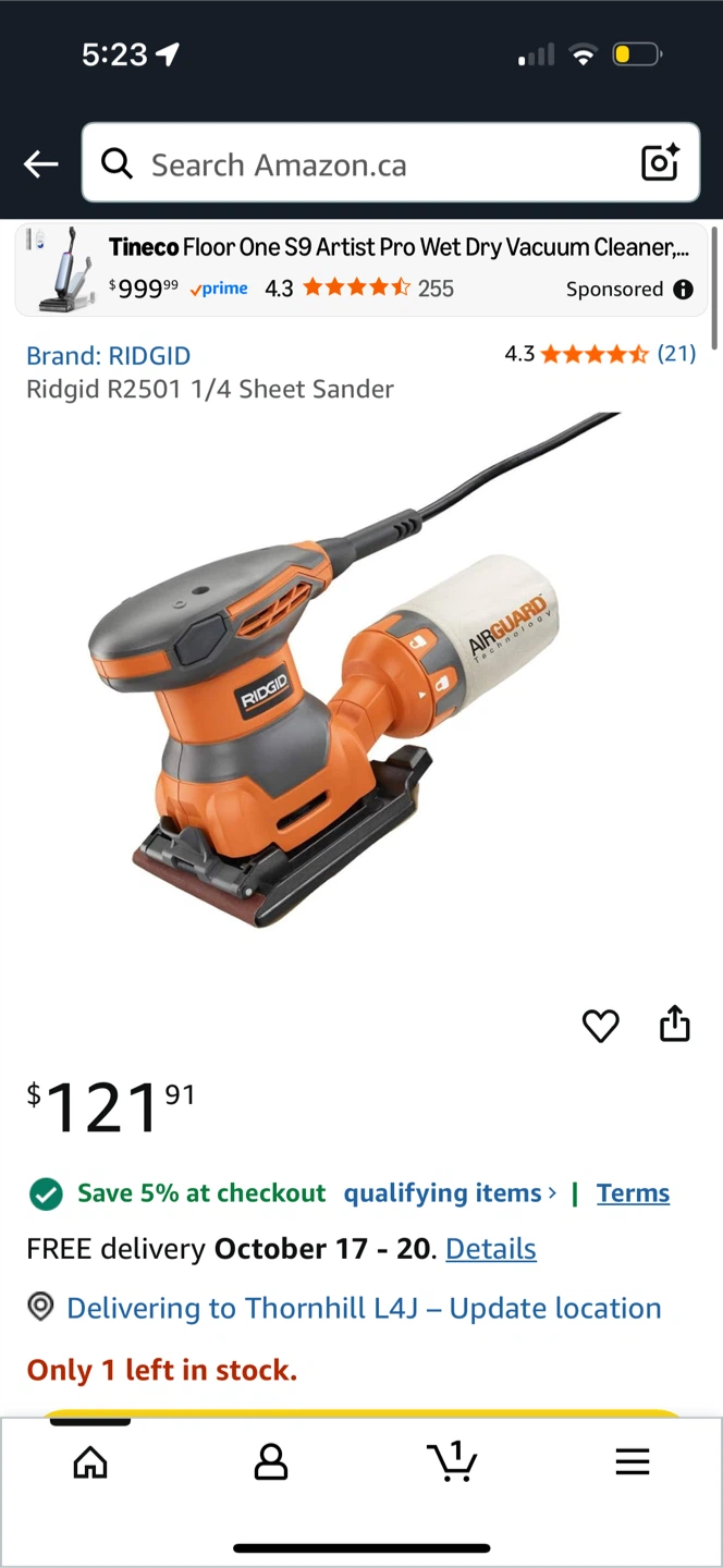 Ridgid R2501 1/4 Sheet Sander