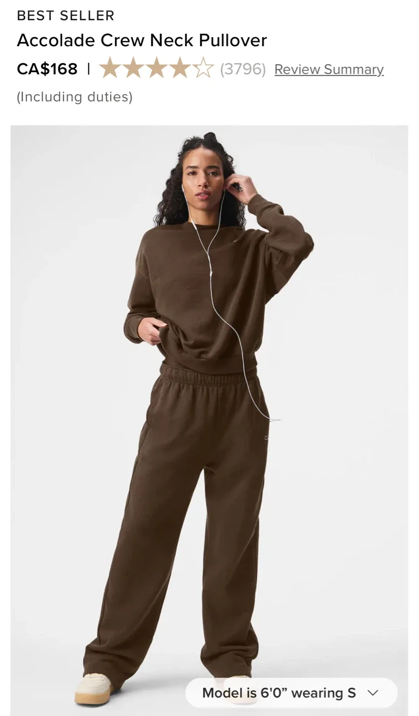 ALO Accolade Crewneck & Straight Pants Set - Espresso image indicator(4)