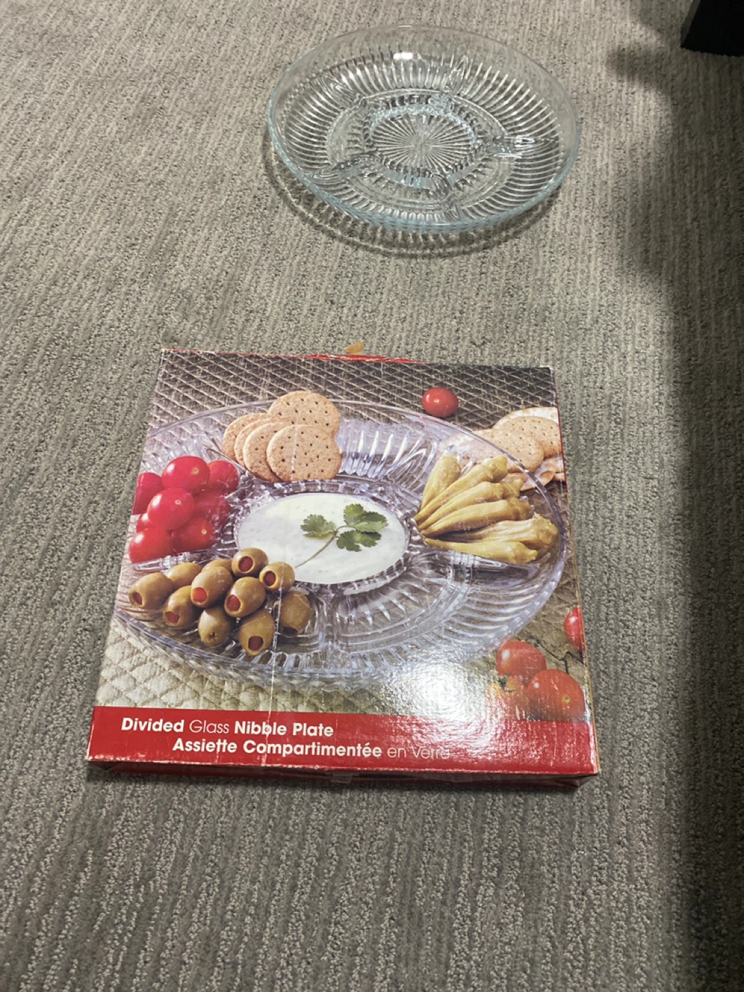 Divided Glass Nibble Plate made out of glass