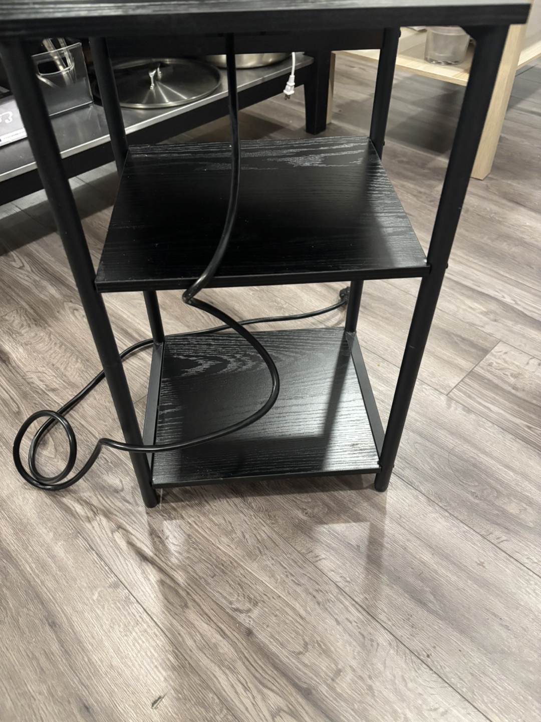 Black End Table with Charging Station - photo 2