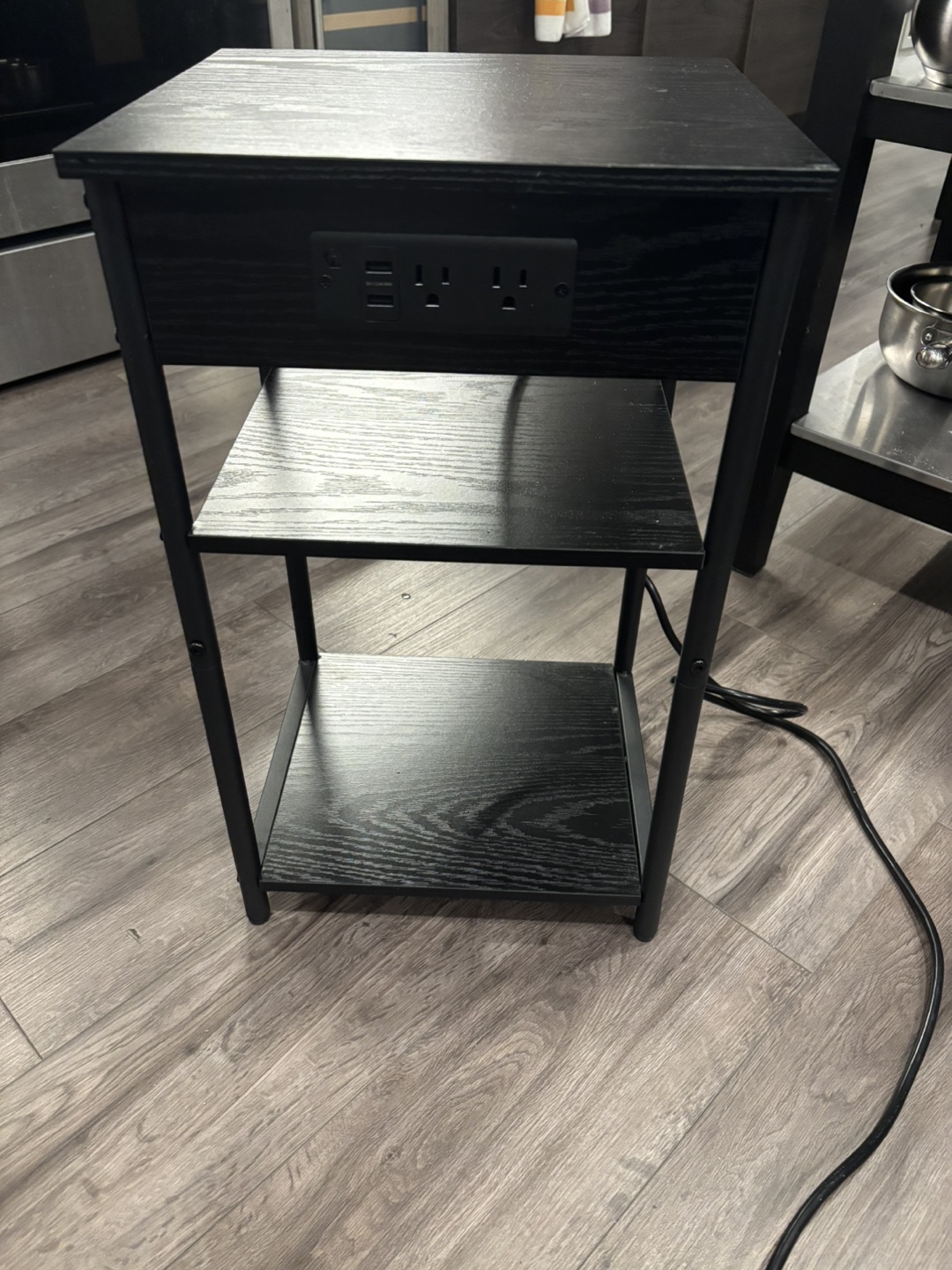 Black End Table with Charging Station - photo 3