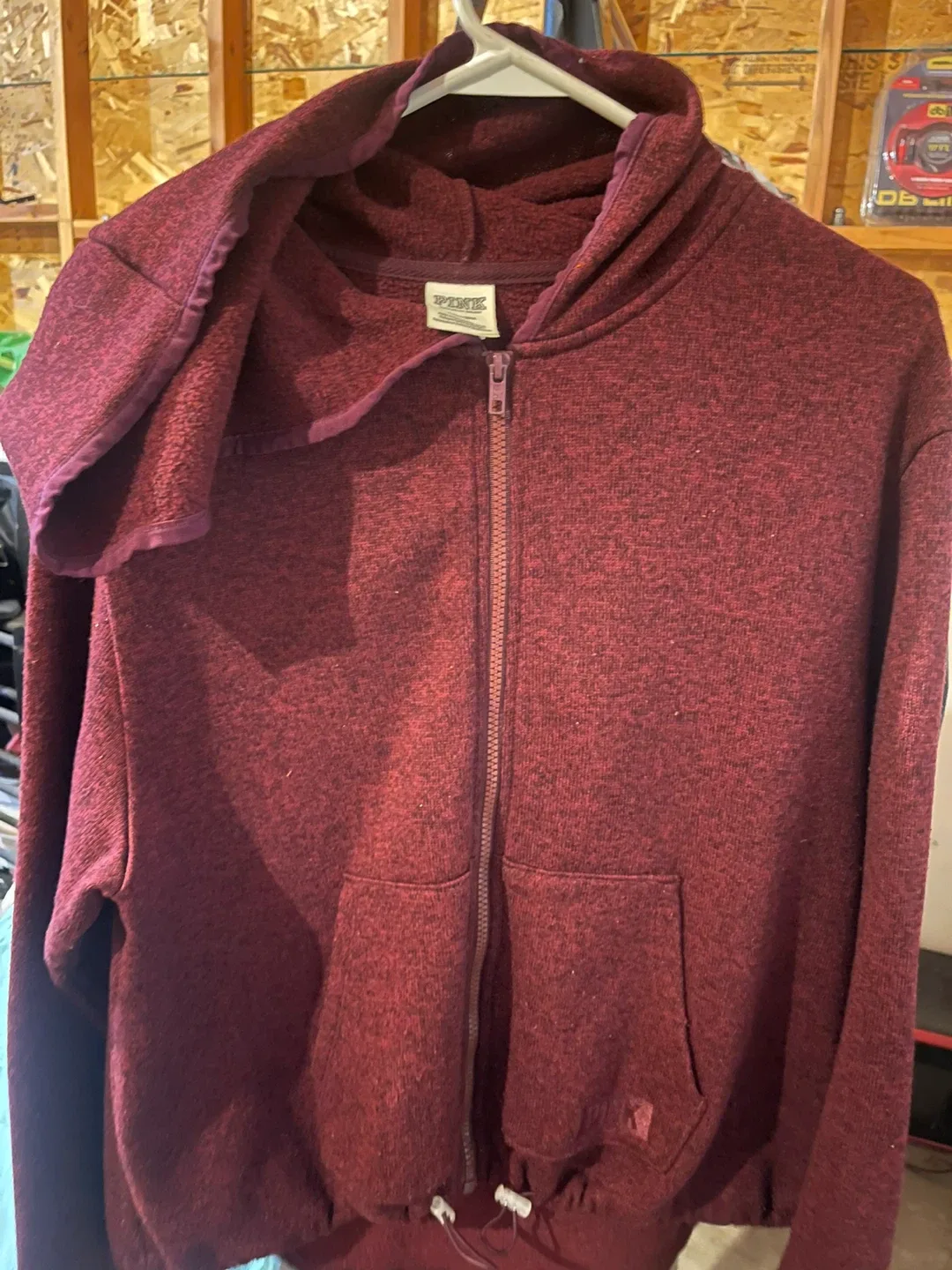 PINK Burgundy Full Zip Hoodie thumbnail