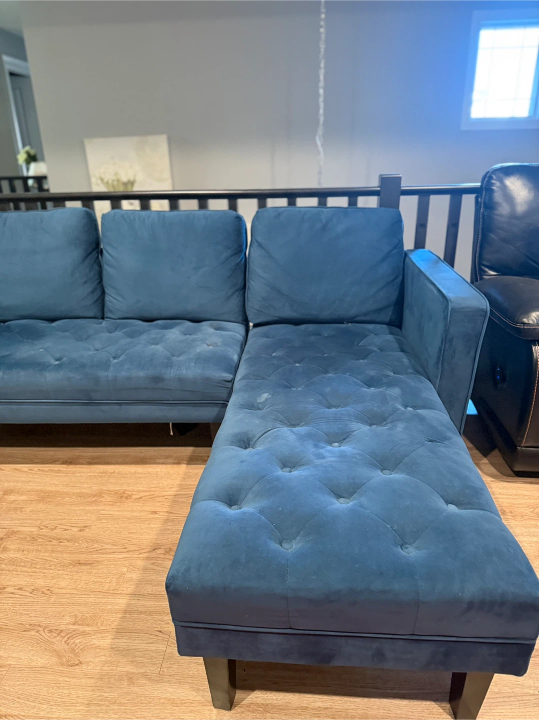 Blue Velvet Sectional Sofa