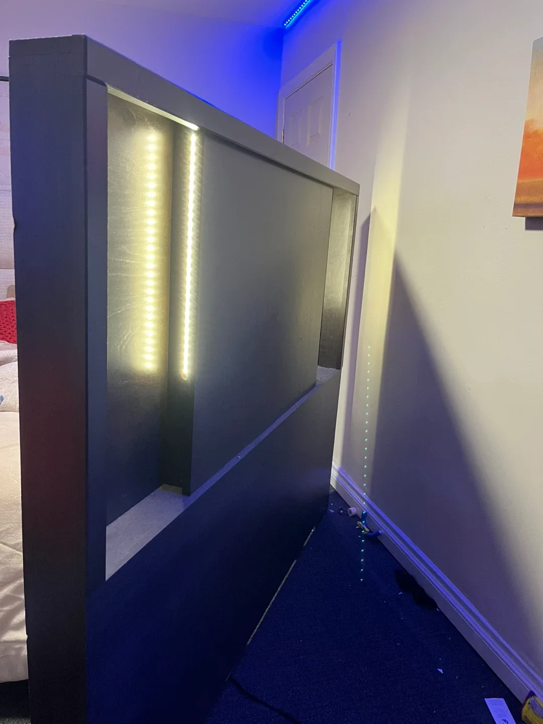 Black Bed Frame with LED Lighting image indicator(2)