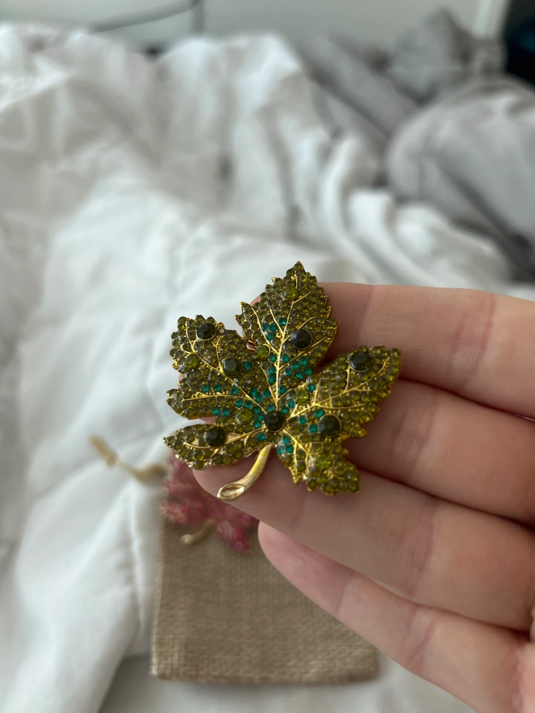 Leaf Brooch Set - Pink & Green - photo 2