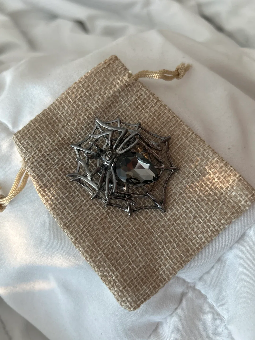 Spider Web Brooch with Rhinestone thumbnail