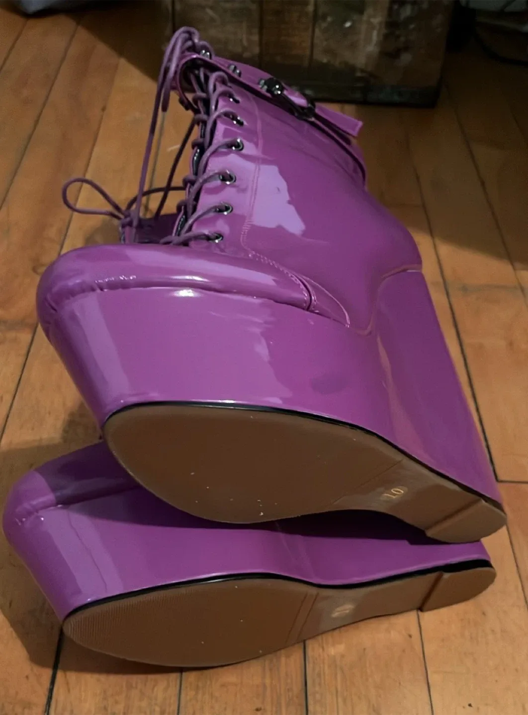 Women’s Purple Platform High Heel Ankle Boots Size 10 image indicator(3)