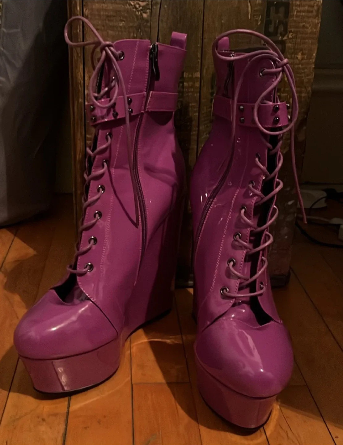 Women’s Purple Platform High Heel Ankle Boots Size 10 image indicator(5)