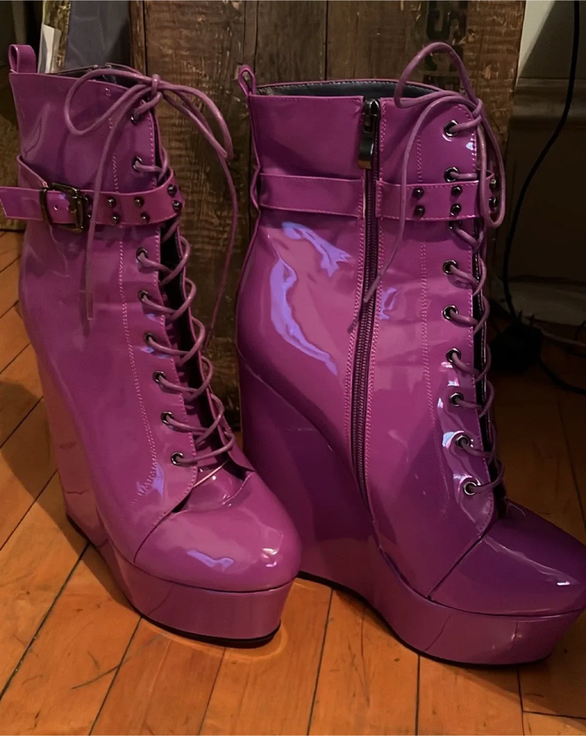 Women’s Purple Platform High Heel Ankle Boots Size 10 image indicator(6)