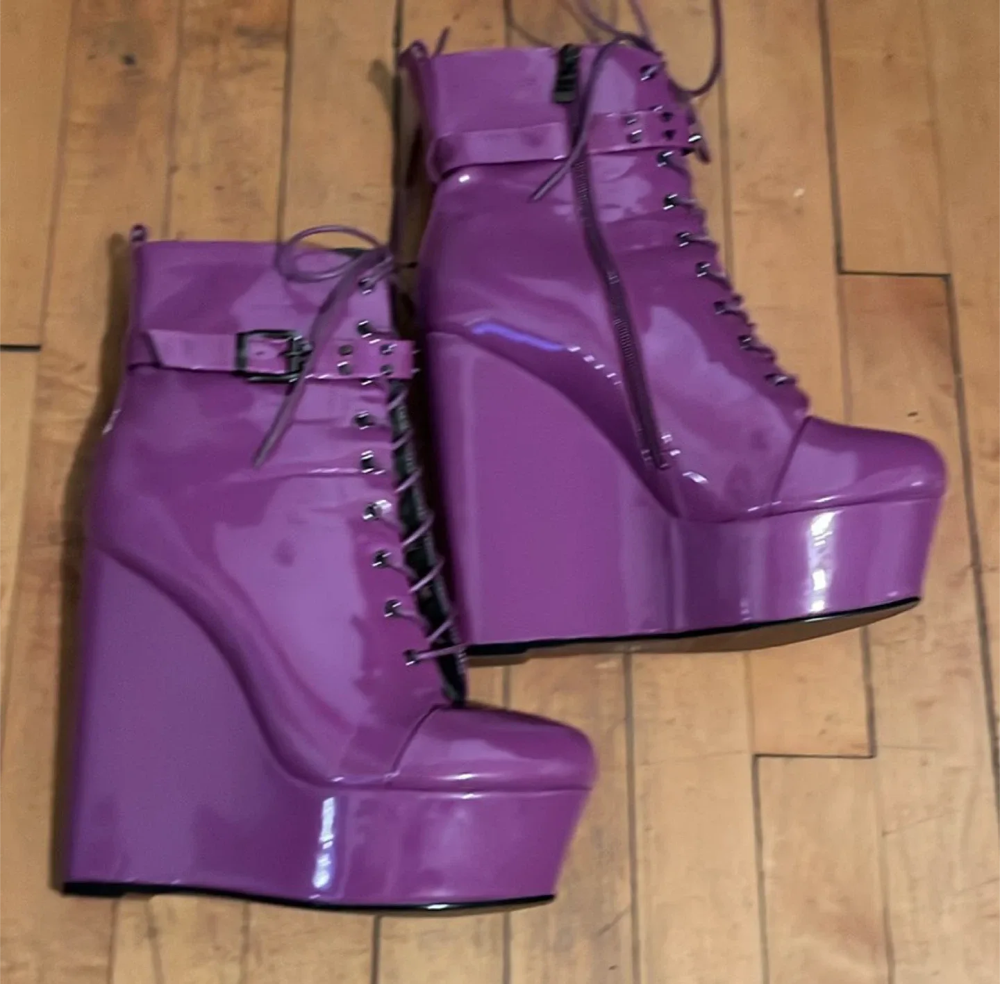 Women’s Purple Platform High Heel Ankle Boots Size 10 image indicator(2)