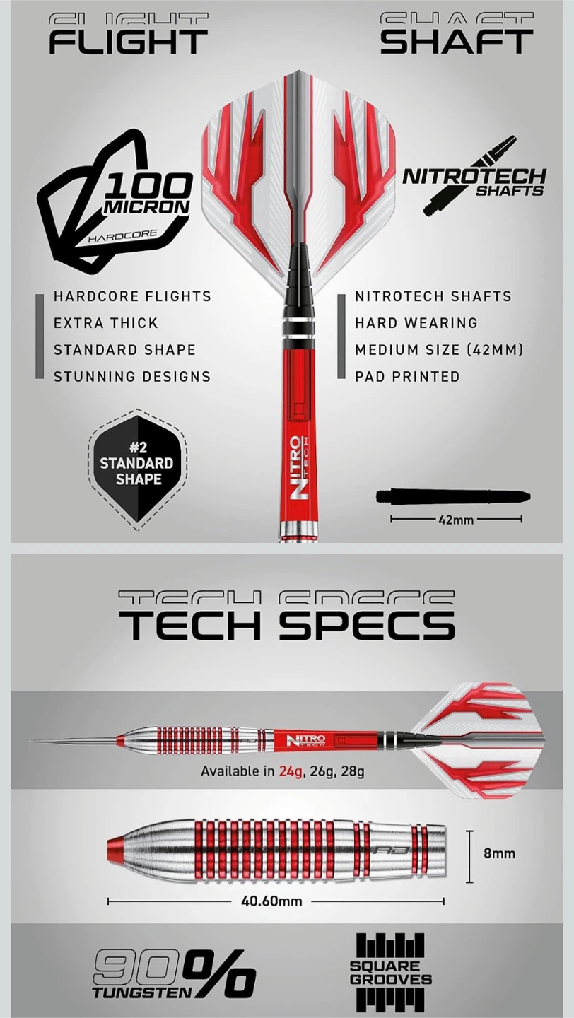 Red Dragon Darts - NitroTech Shafts, Hardcore Flights - photo 2