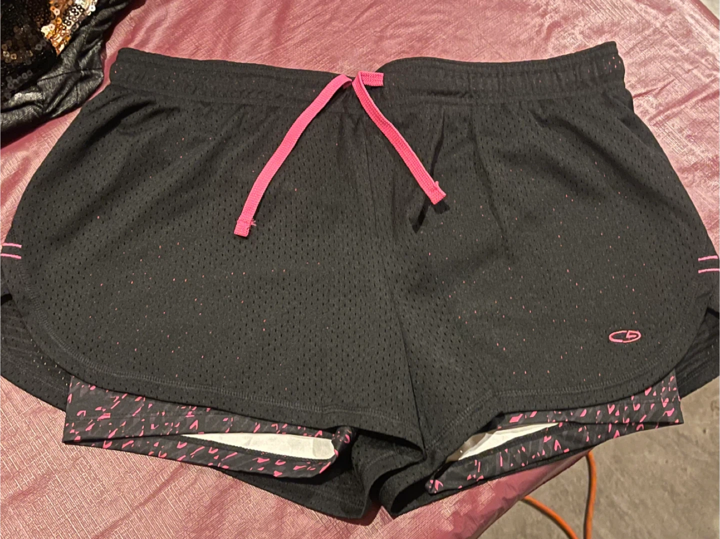 Champion Black Running Shorts - Pink Accents