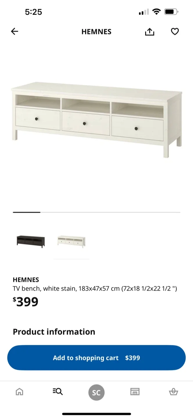 IKEA Hemnes White TV Stand / Media Console image indicator(5)