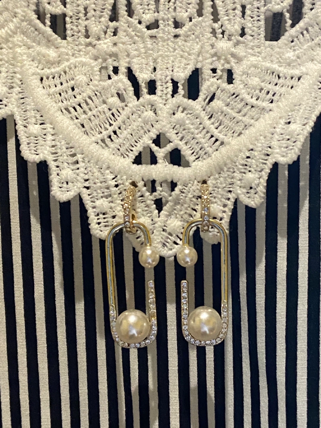 Clip Pearl Gold Drop Earrings