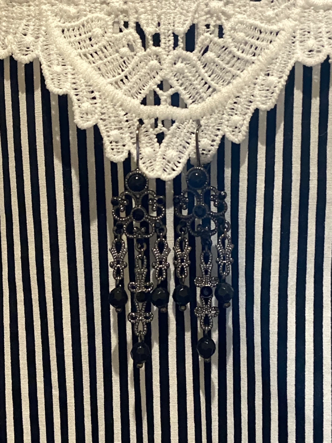 Black Silver Chandelier Earrings - photo 2