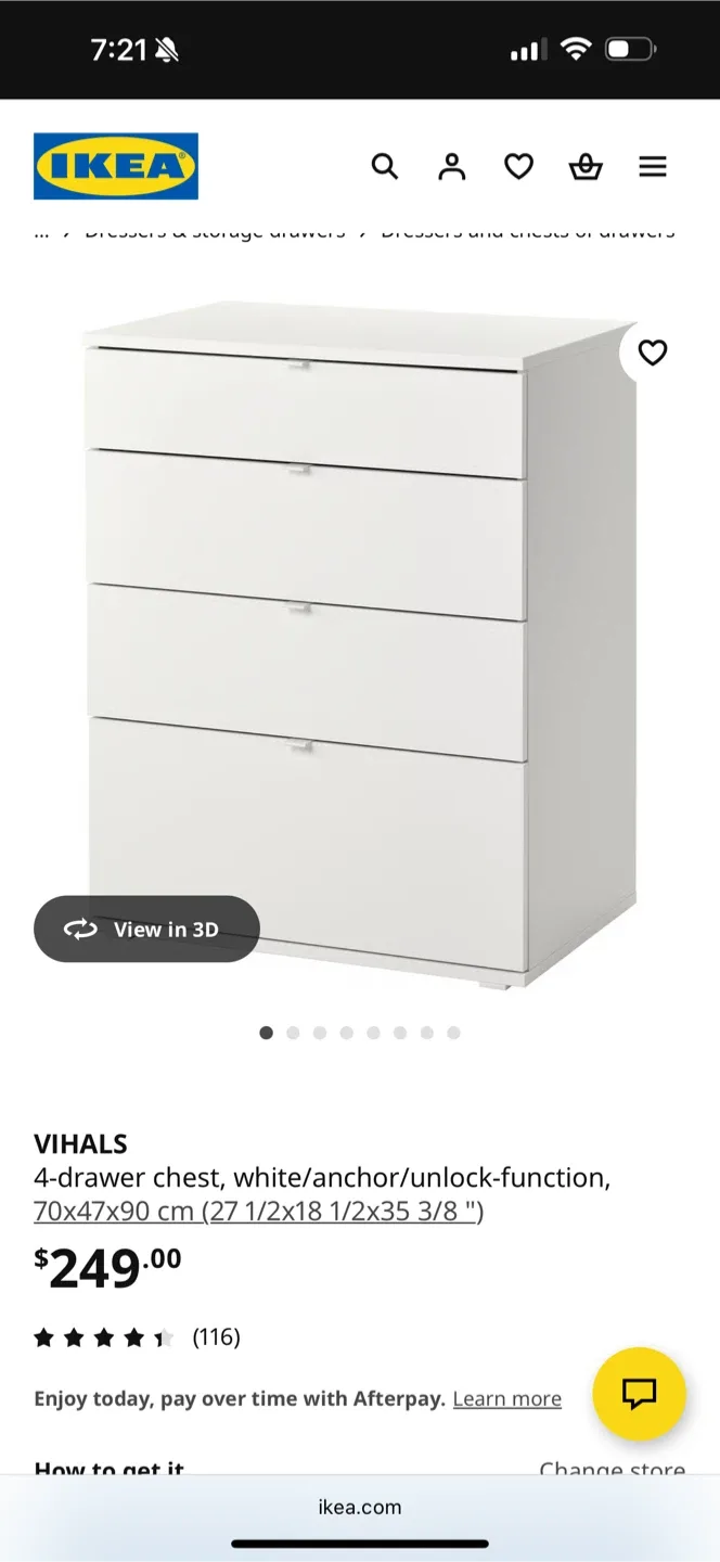 IKEA VIHALS 4-Drawer Chest, White thumbnail