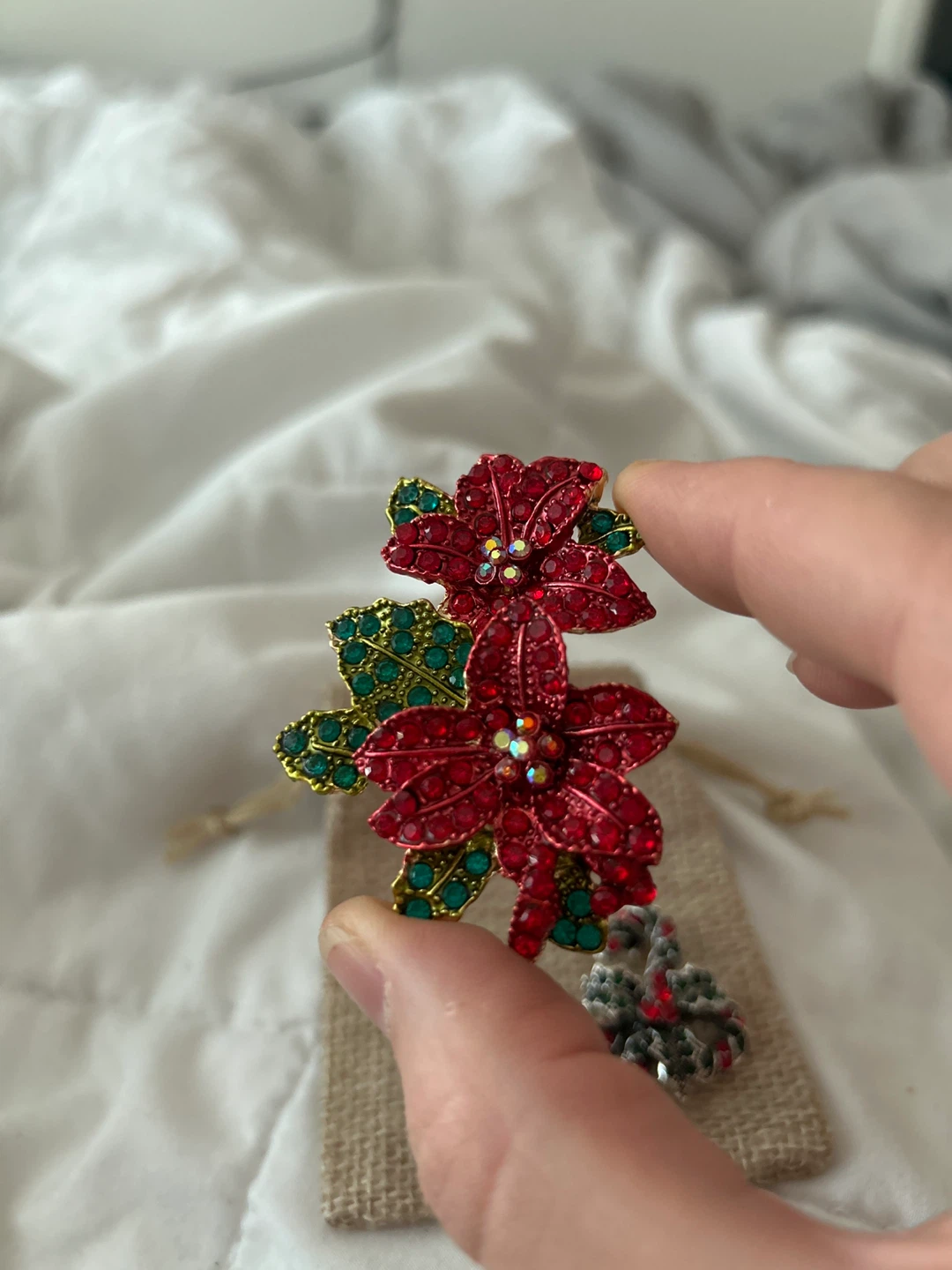 Christmas Brooch Pins - Poinsettia & Candy Cane - photo 3