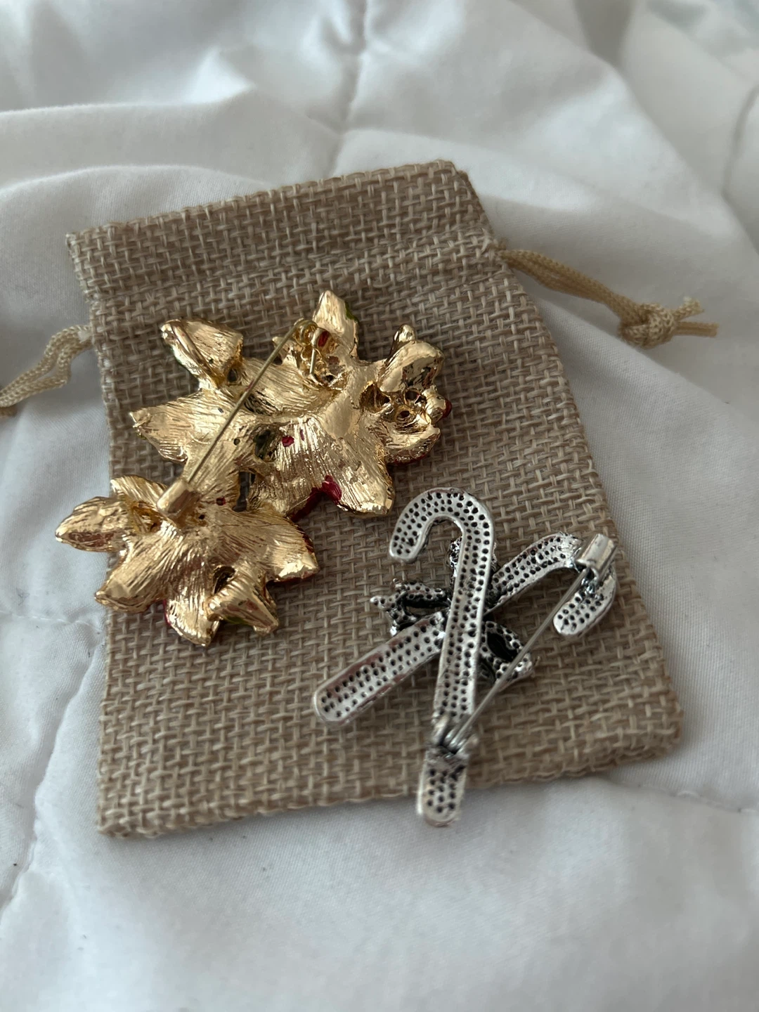 Christmas Brooch Pins - Poinsettia & Candy Cane - photo 4