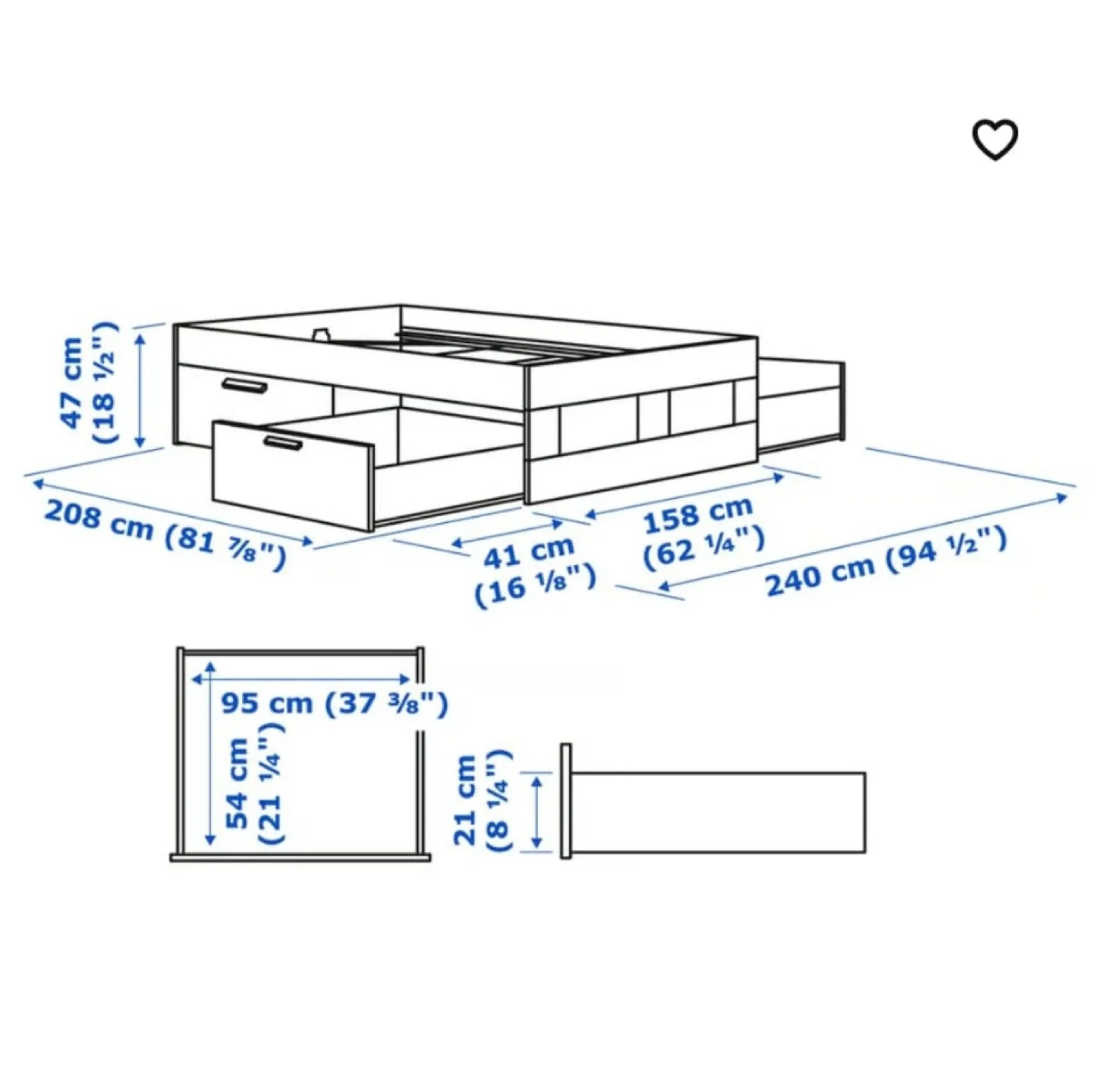IKEA Brimnes Bed Frame with Storage - Queen Size image indicator(2)