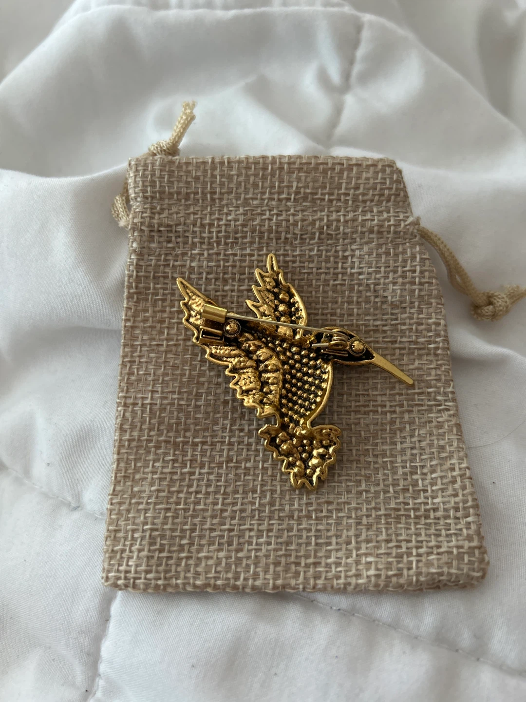 Hummingbird Brooch - Gold Tone with Crystals - photo 2