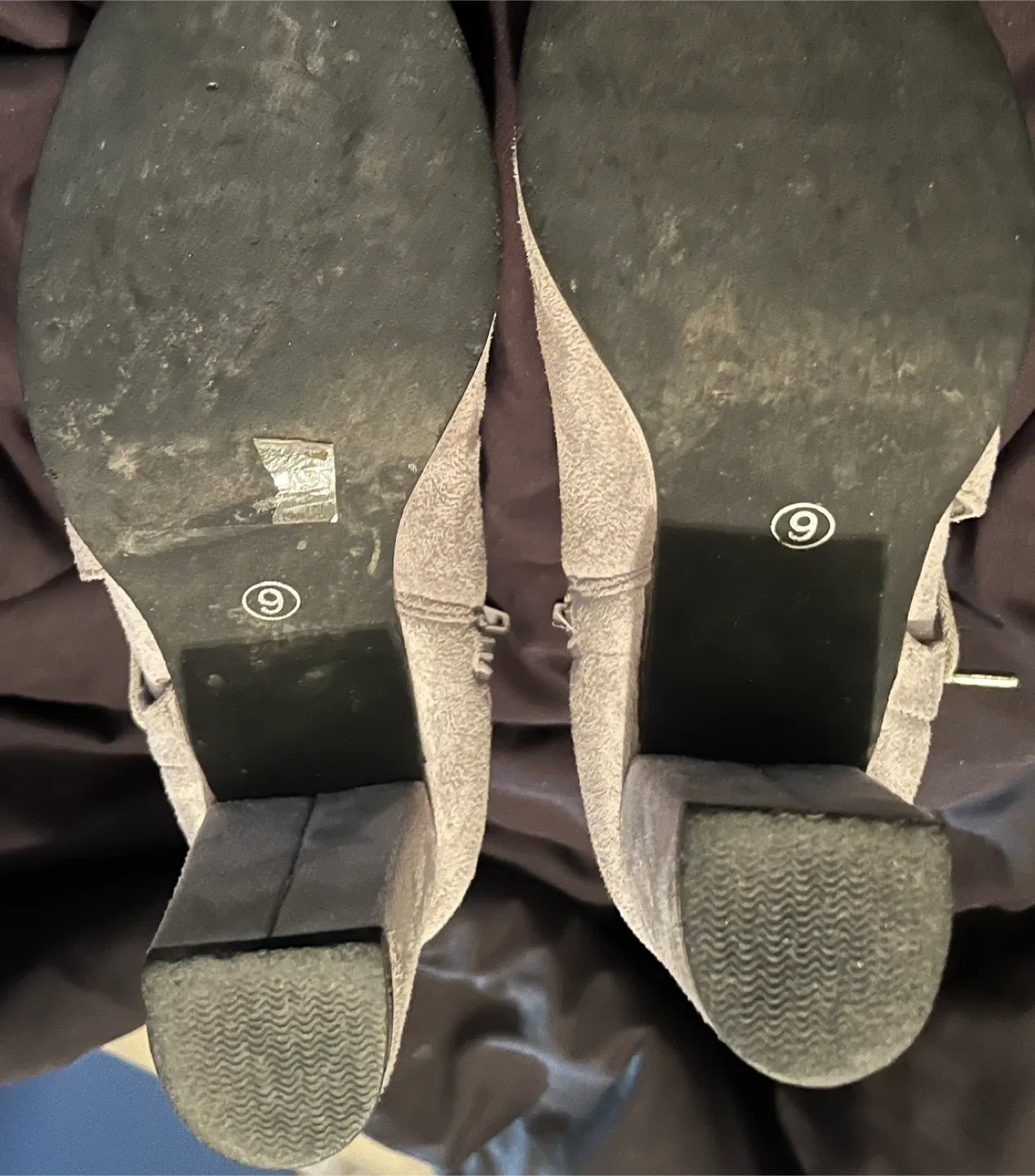 Faux suede grey heeled ankle boots image indicator(5)