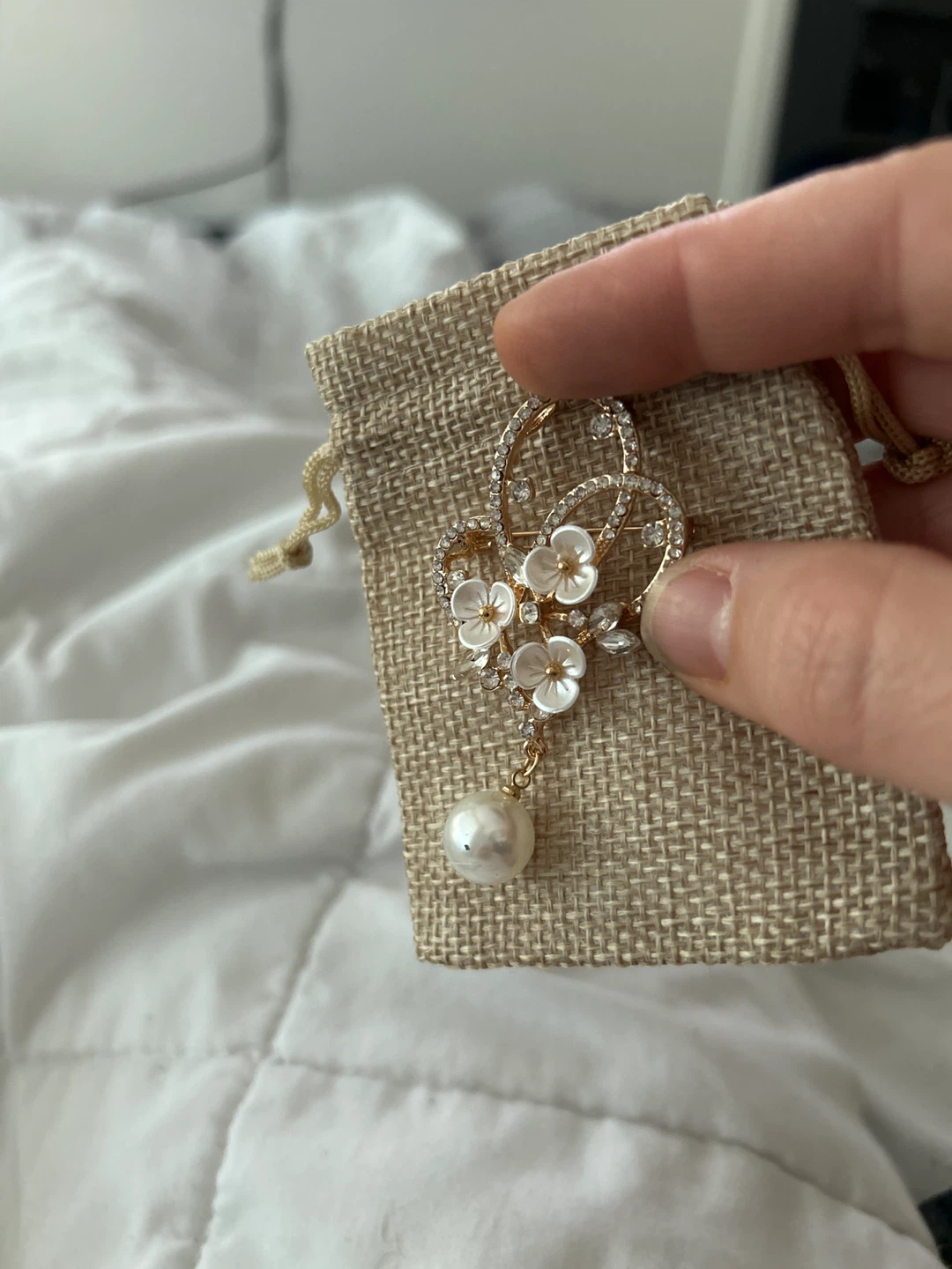 Pearl Flower Heart Brooch - photo 3