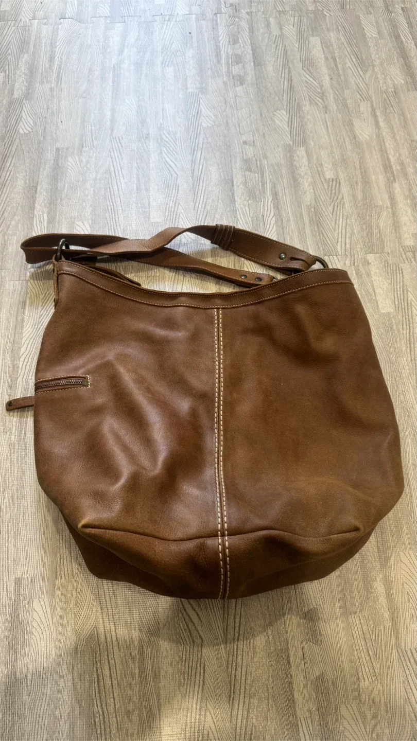 Roots Brown Leather Hobo Bag image indicator(2)