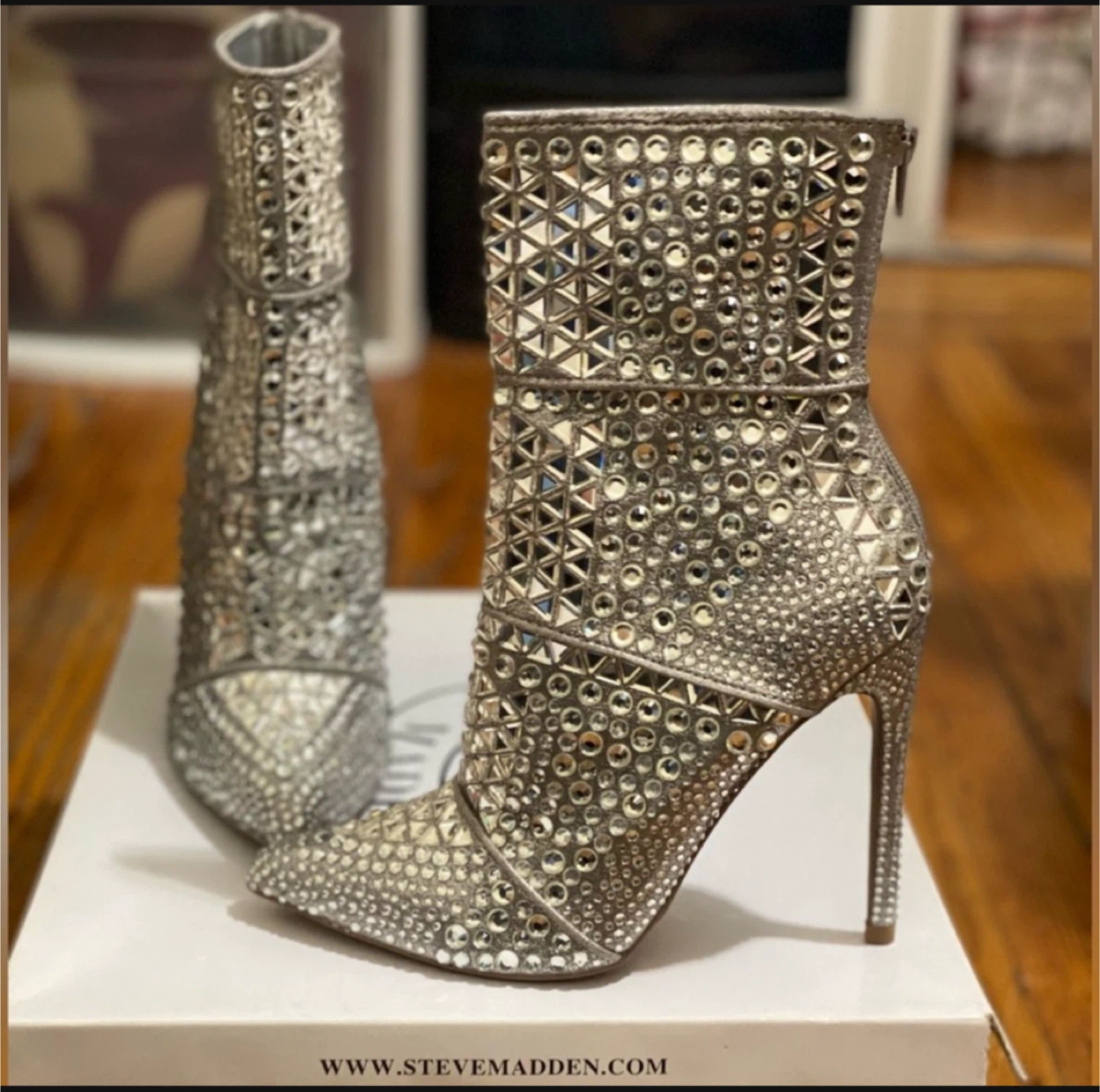 Steve Madden Silver Rhinestone Heel Booties - photo 2