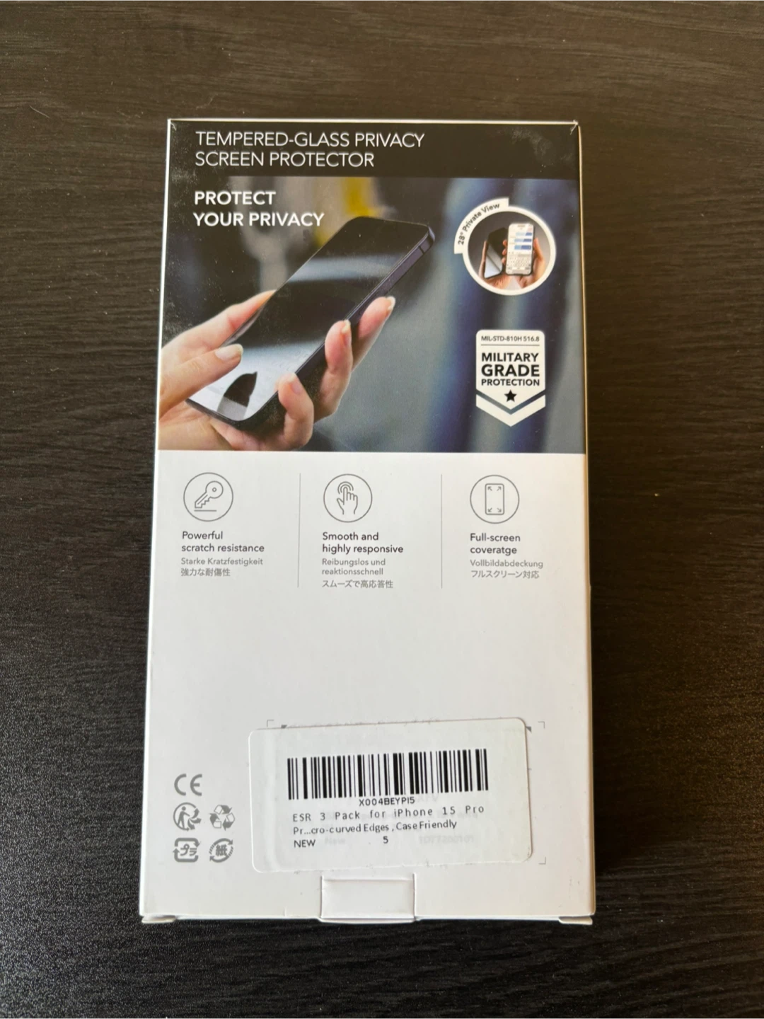 ESR iPhone 15 pro privacy screen protector 2 pack - photo 2