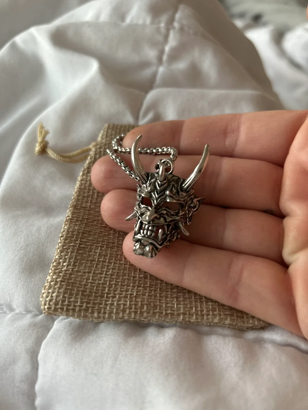 Oni Mask Steel Pendant Necklace image indicator(3)