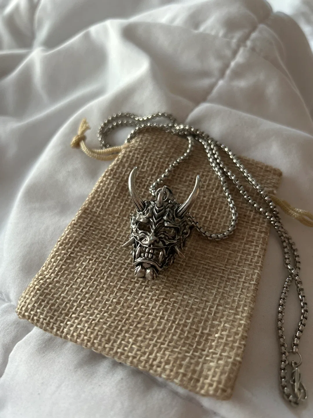 Oni Mask Steel Pendant Necklace image indicator(2)