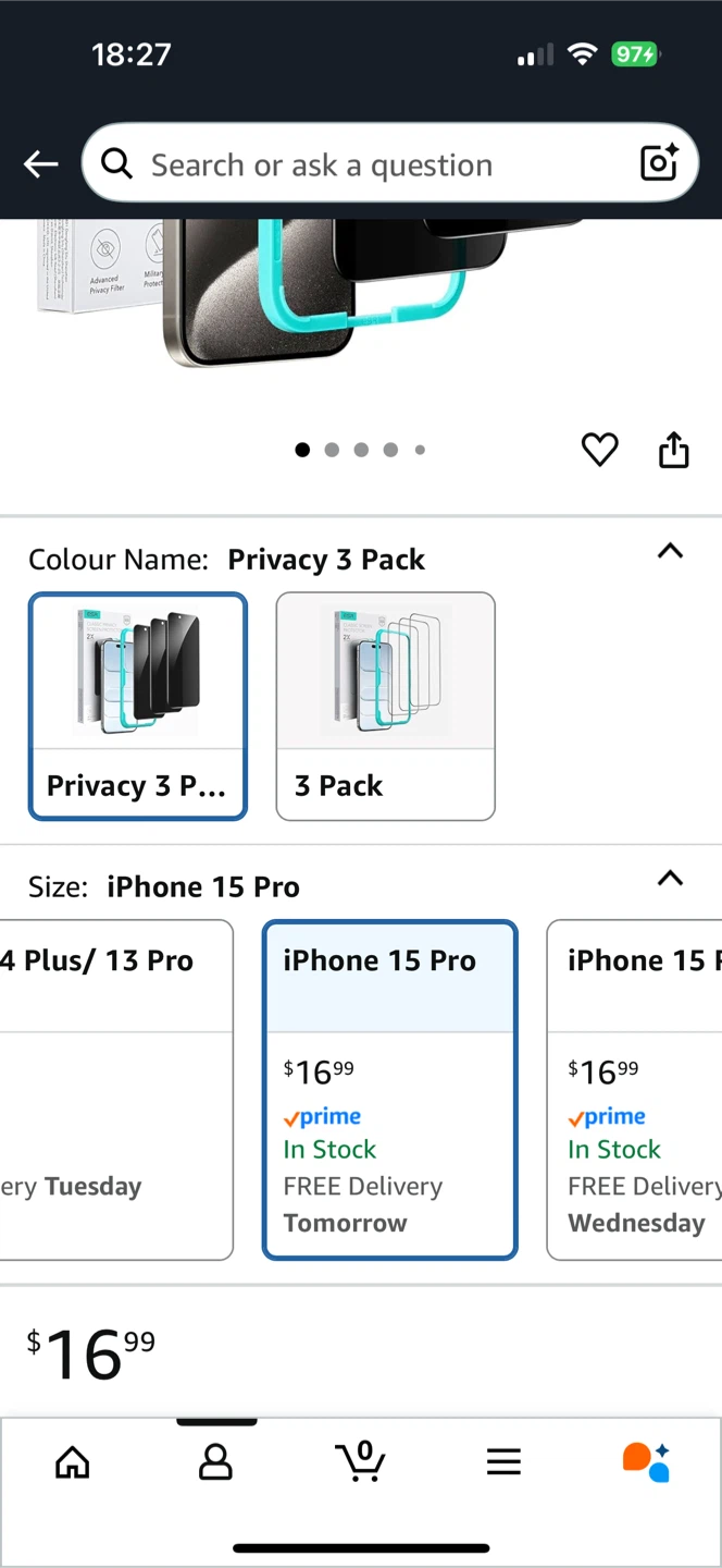 ESR iPhone 15 pro privacy screen protector 2 pack - photo 5