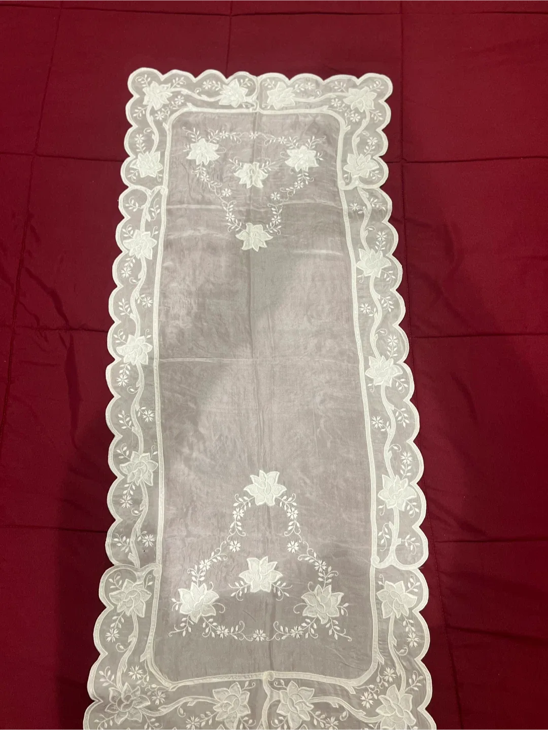 White Floral Table Runner thumbnail