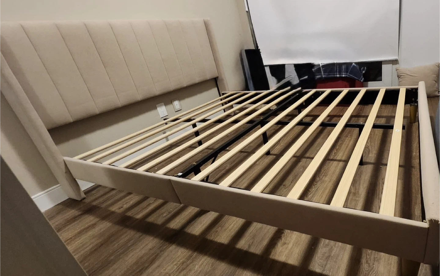 Bed Frame queen size- Beige - photo 2