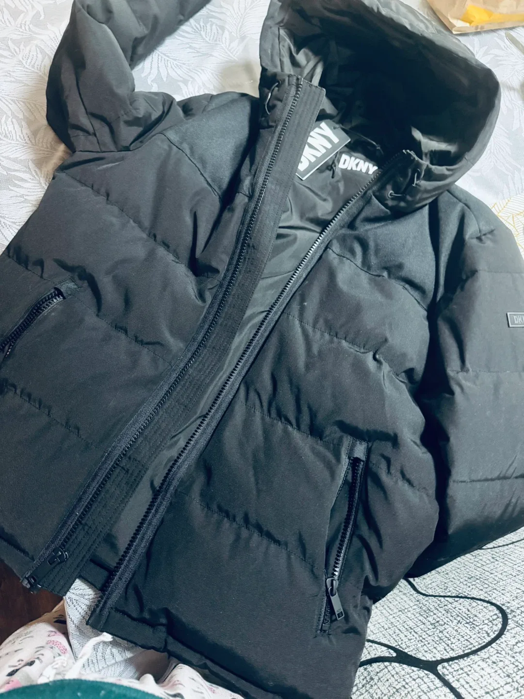 DKNY Black Puffer Jacket thumbnail