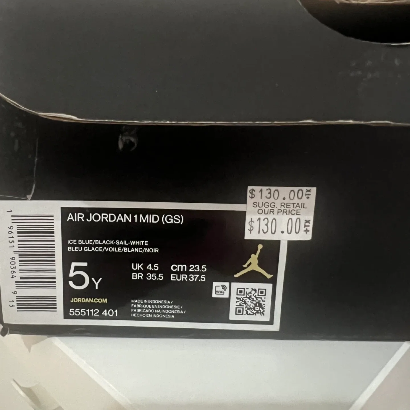 Air Jordan 1 Mid (GS) Ice Blue Size 5Y image indicator(4)