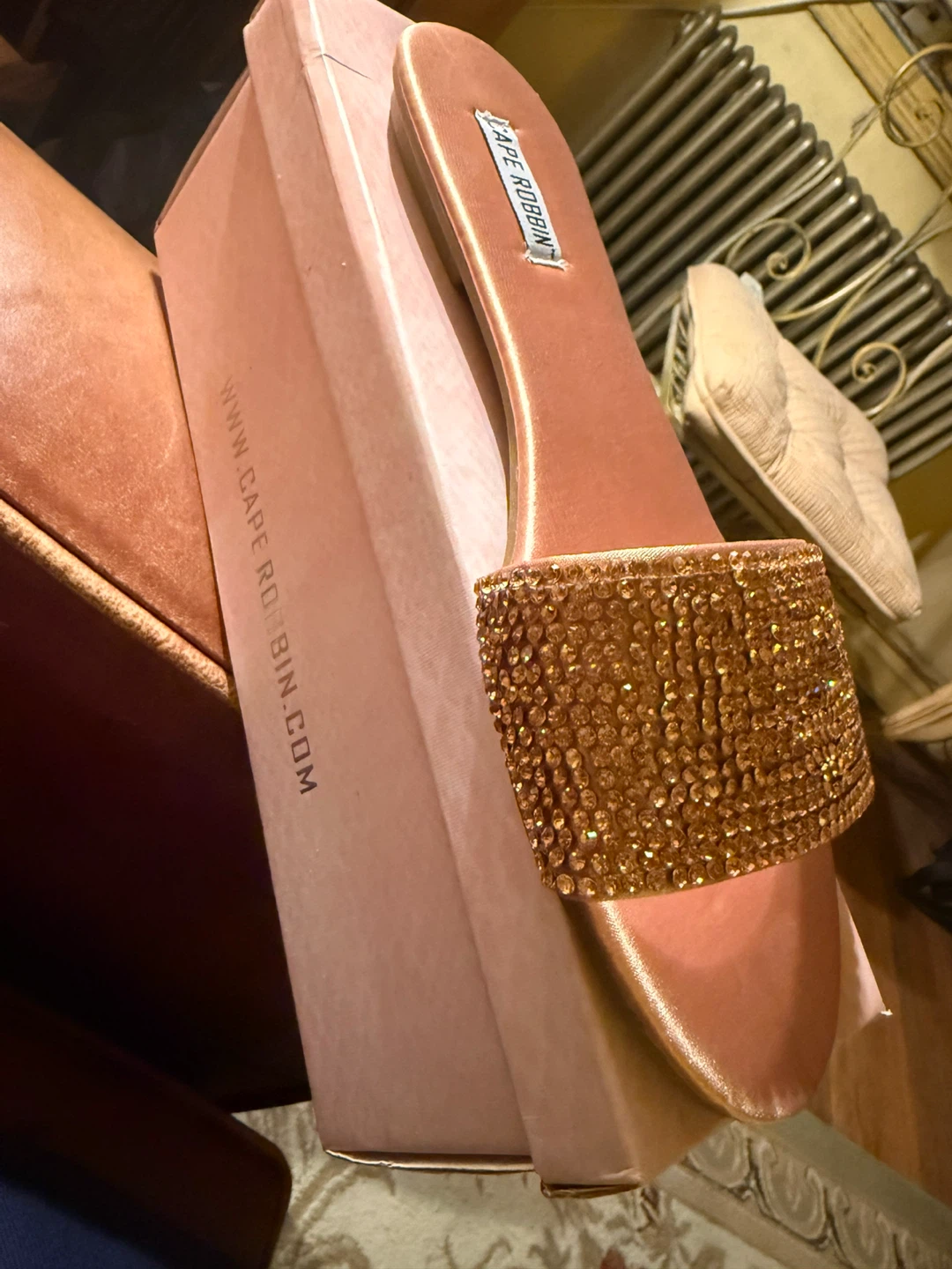 Cape Robbin Women's Crystal Embellished Slide Sandals