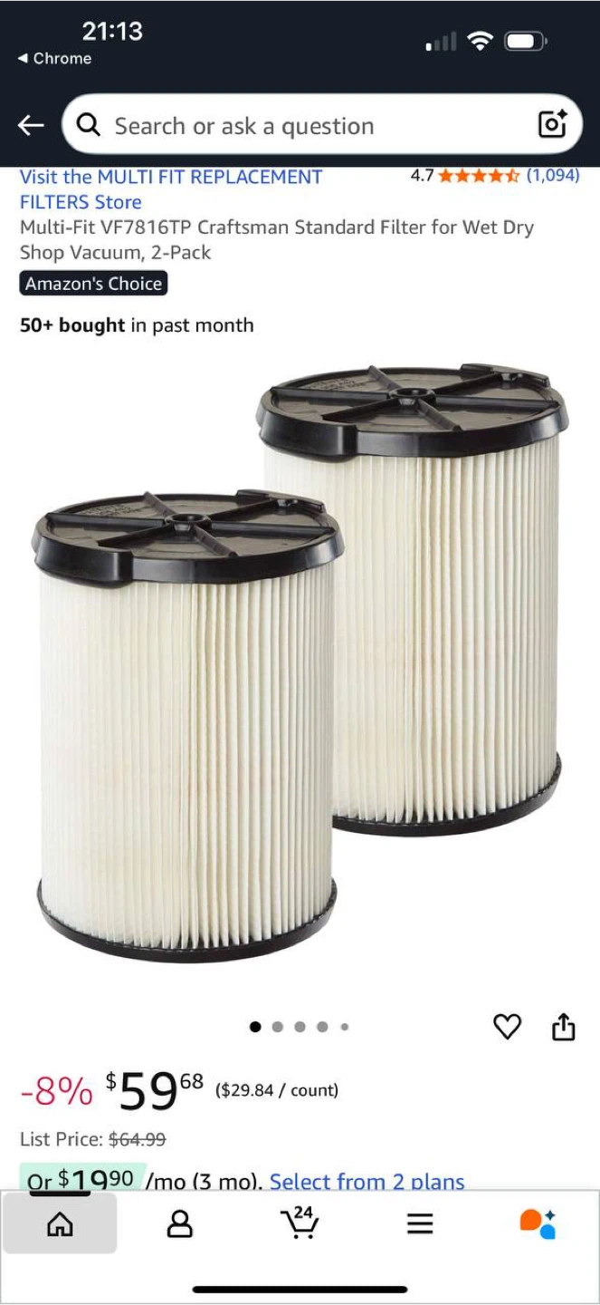 Multi-Fit VF7816TP Craftsman Standard Filter (2-Pack) — NEW 🧼 - photo 4