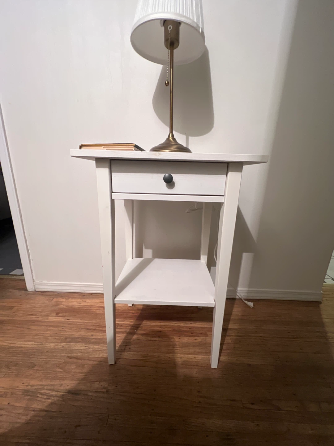 White Bedside Table with Drawer
