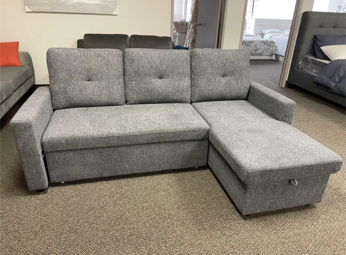 Grey Sofa Bed with Chaise Lounge image indicator(2)