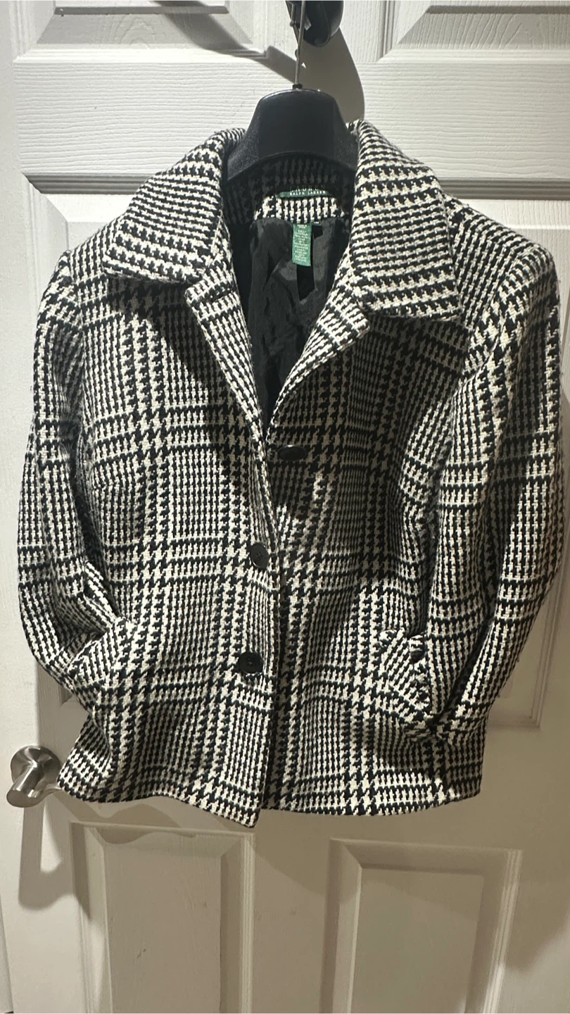 Lauren Ralph Lauren Houndstooth Wool Blend Jacket