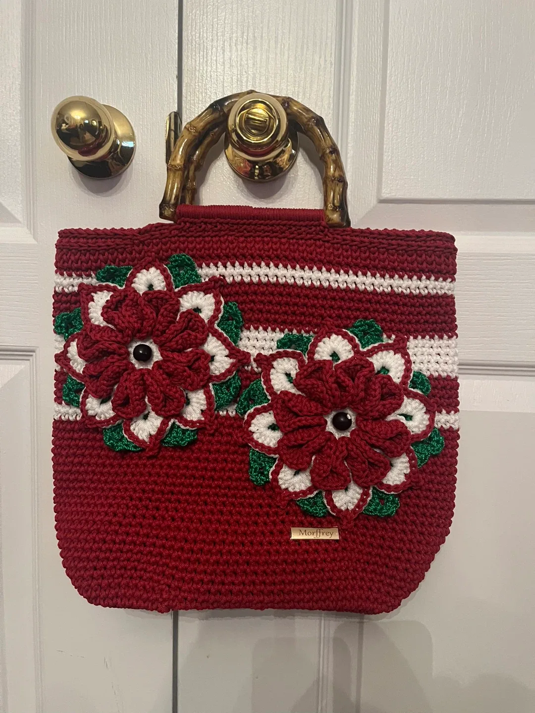 Morffrey Crochet Handbag - Red Floral Design thumbnail