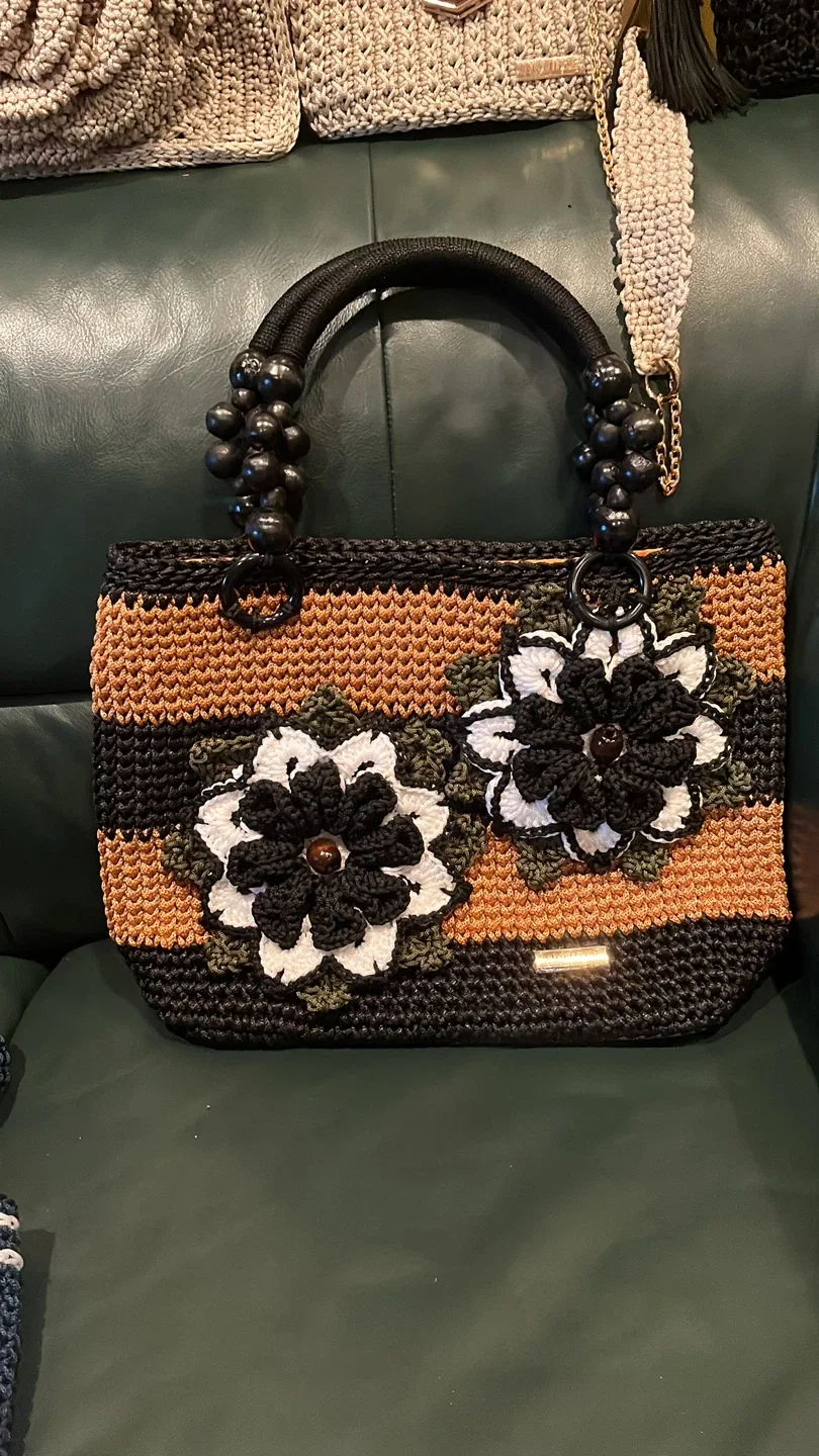 Handmade Crochet Floral Tote Bag thumbnail