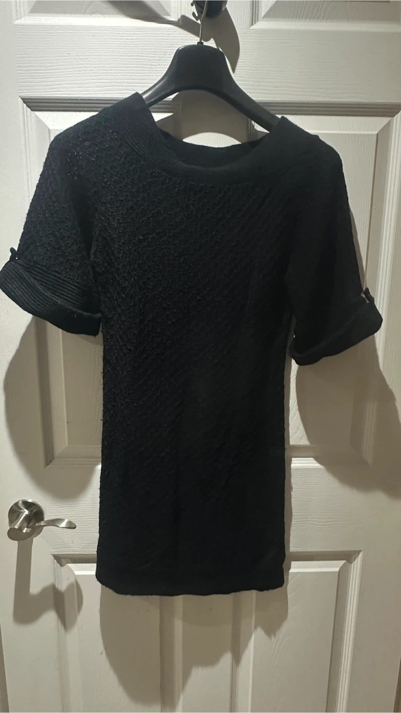 Black Knit Short Sleeve Top