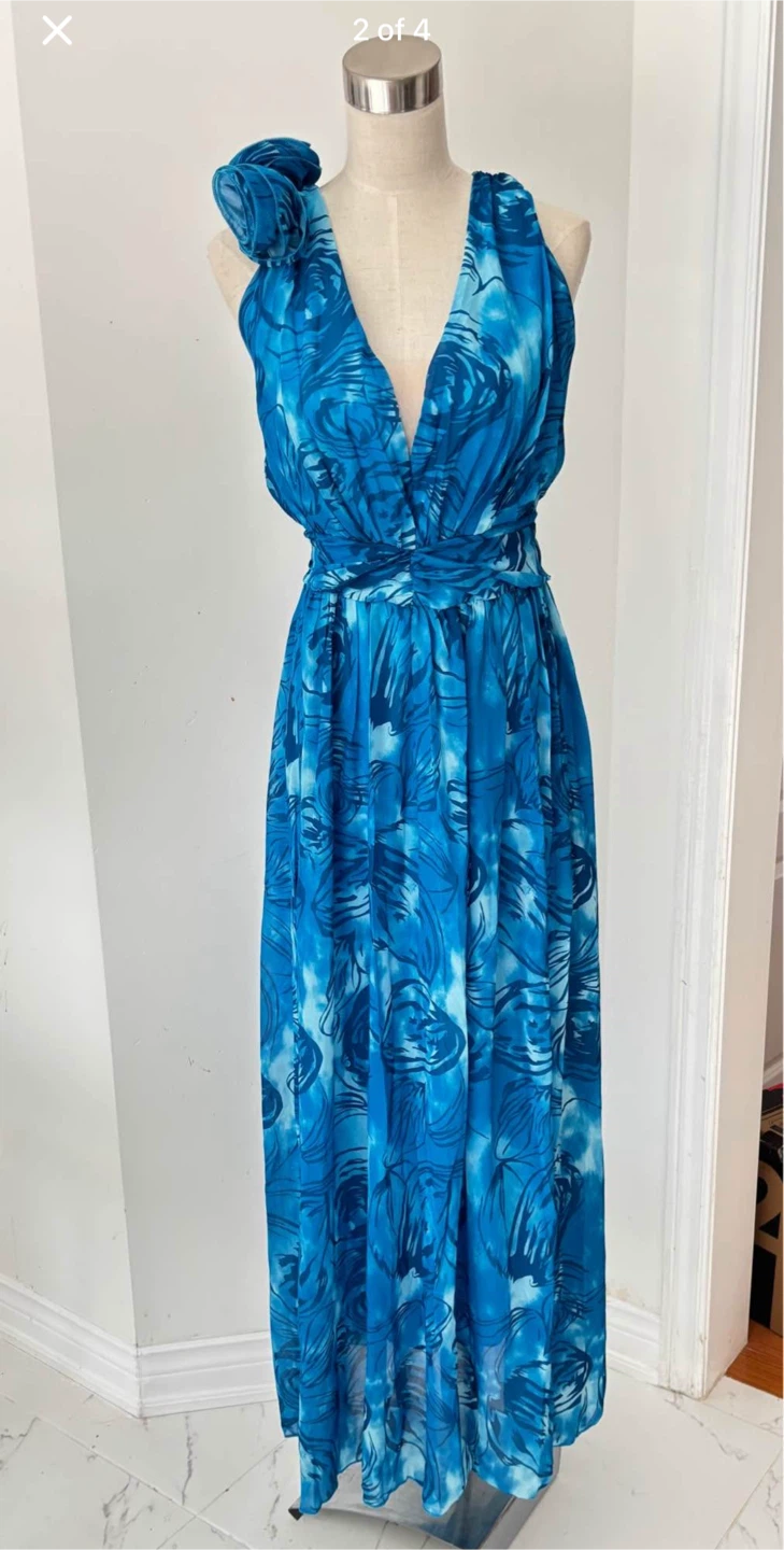 V neck printed maxi dress size L - photo 2
