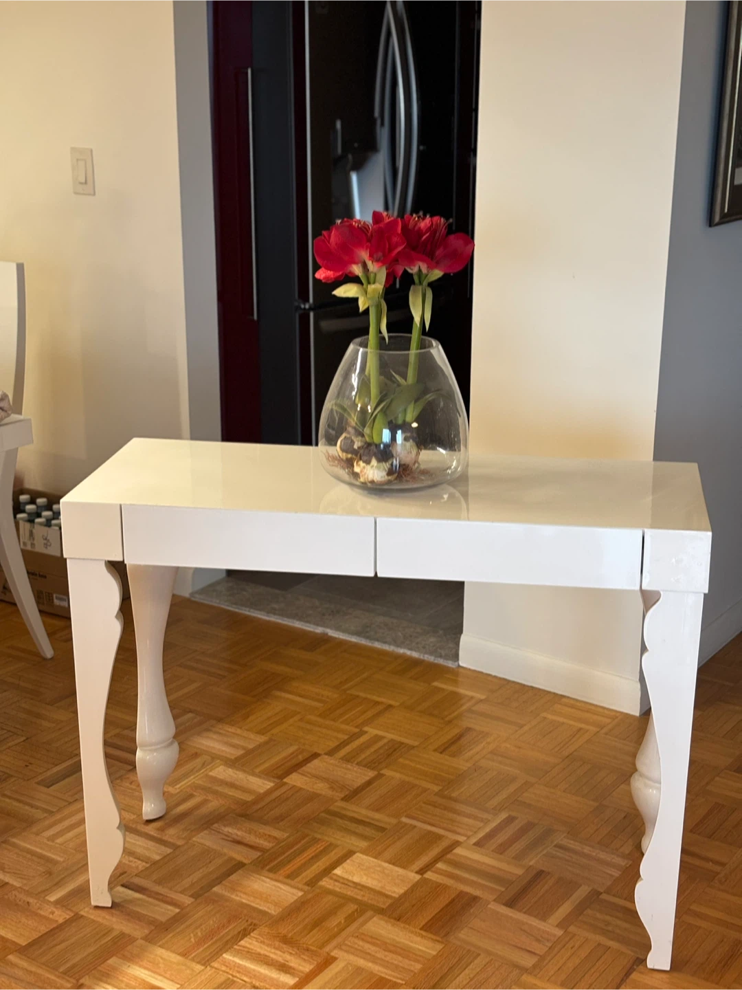 Modern-style white lacquer console table - photo 4
