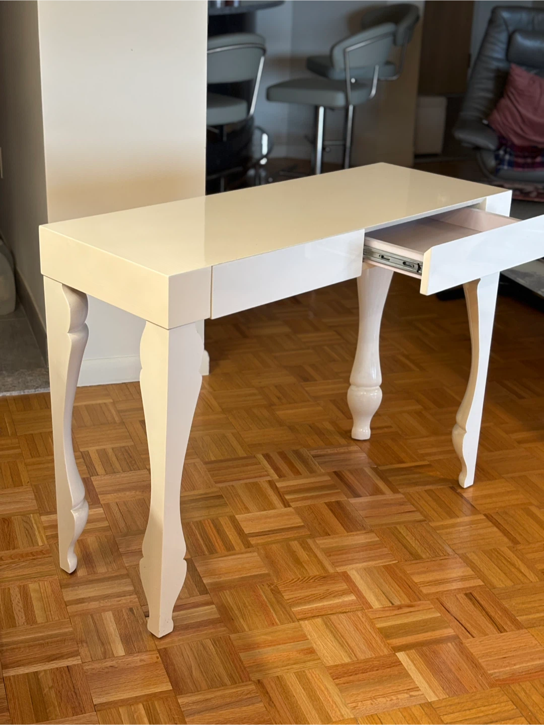 Modern-style white lacquer console table - photo 2